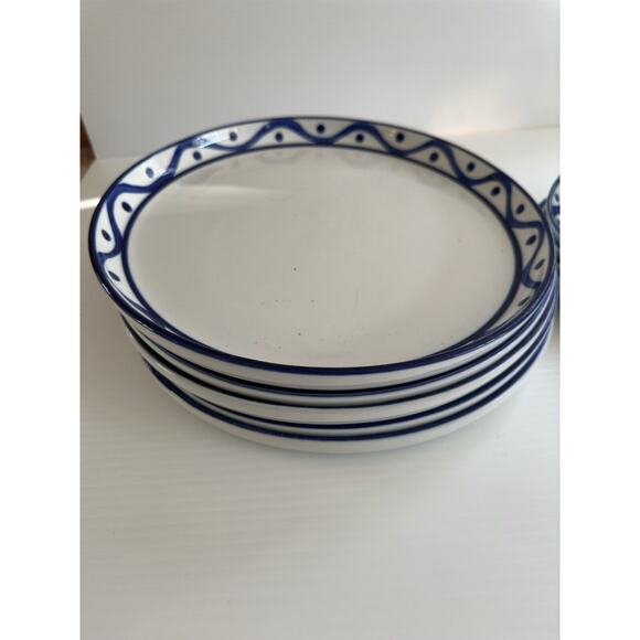Lot of 9 Dansk Arabesque Blue Wave Coupe Dinner Salad Plates 8", 11" Raised Edge - Picture 2 of 13